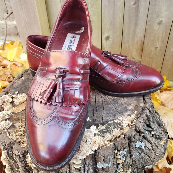 Mens Mario Bruni Kilty, Tassle, Wing Tip, Maroon, 8 M - Picture 1 of 5